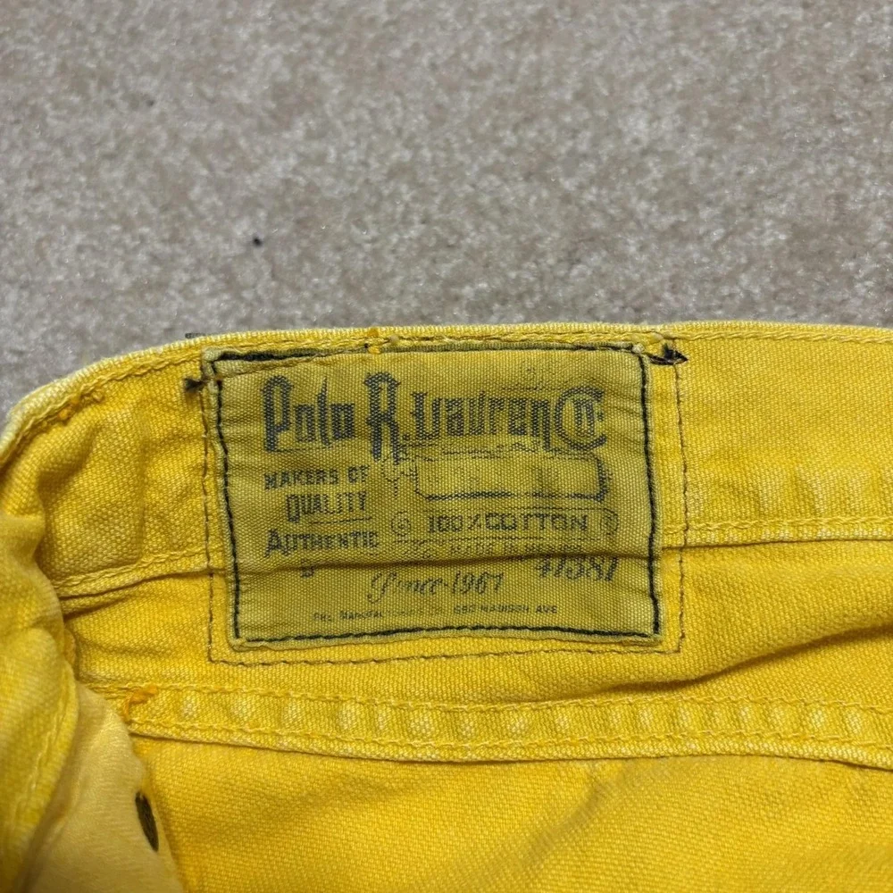 Vtg Polo Ralph Lauren Jeans Mens 36x32 Sunfish Yellow Slim Straight Denim Pants